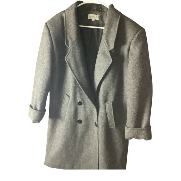 Glenbrooke Women's Pure New Wool Coat 14 Gray Long Tailored Double Breasted - Picture 10 of 16